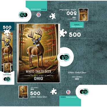 Ohio, White-Tailed Deer: State Animals Series 500 Jigsaw Puzzle box 3D Modell