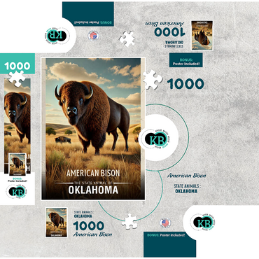 Oklahoma, American Bison: State Animals Series 1000 Jigsaw Puzzle box 3D Modell