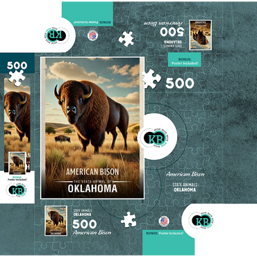 Oklahoma, American Bison: State Animals Series 500 Jigsaw Puzzle box 3D Modell
