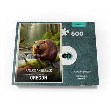 Oregon, American Beaver: State Animals Series 500 Jigsaw Puzzle box view3