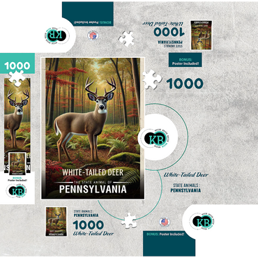 Pennsylvania, White-Tailed Deer: State Animals Series 1000 Jigsaw Puzzle box 3D Modell