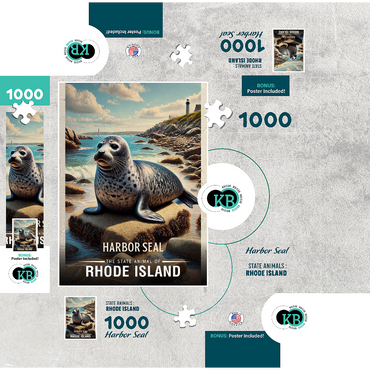 Rhode Island, Harbor Seal: State Animals Series 1000 Jigsaw Puzzle box 3D Modell