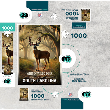South Carolina, White-Tailed Deer: State Animals Series 1000 Jigsaw Puzzle box 3D Modell