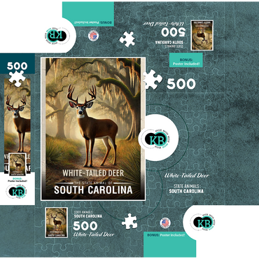 South Carolina, White-Tailed Deer: State Animals Series 500 Jigsaw Puzzle box 3D Modell