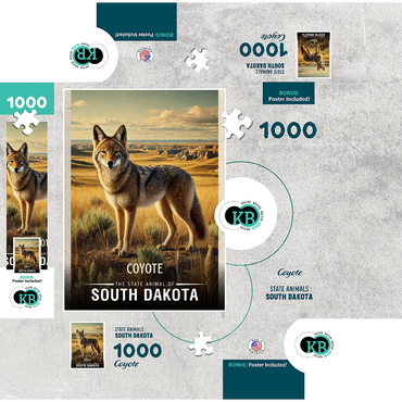 South Dakota, Coyote: State Animals Series 1000 Jigsaw Puzzle box 3D Modell