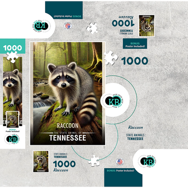 Tennessee, Raccoon: State Animals Series 1000 Jigsaw Puzzle box 3D Modell