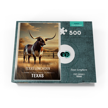 Texas, Texas Longhorn: State Animals Series 500 Jigsaw Puzzle box view3