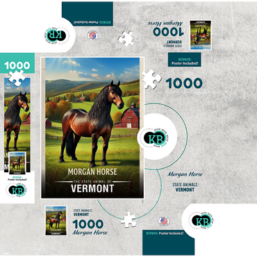 Vermont, Morgan Horse: State Animals Series 1000 Jigsaw Puzzle box 3D Modell