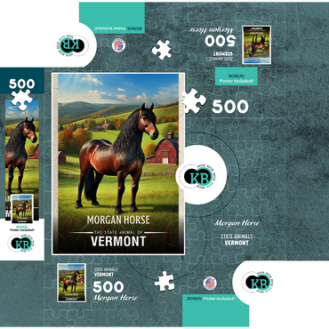 Vermont, Morgan Horse: State Animals Series 500 Jigsaw Puzzle box 3D Modell