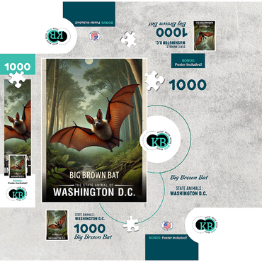 Washington D.C., Big Brown Bat: State Animals Series 1000 Jigsaw Puzzle box 3D Modell