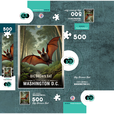 Washington D.C., Big Brown Bat: State Animals Series 500 Jigsaw Puzzle box 3D Modell