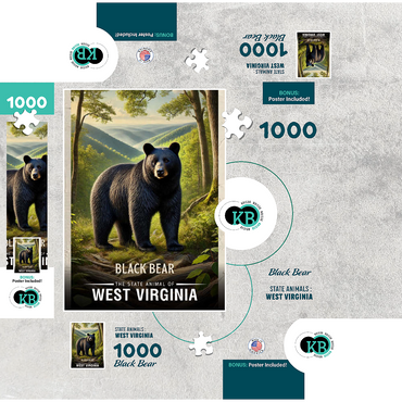 West Virginia, Black Bear: State Animals Series 1000 Jigsaw Puzzle box 3D Modell