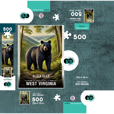 West Virginia, Black Bear: State Animals Series 500 Jigsaw Puzzle box 3D Modell