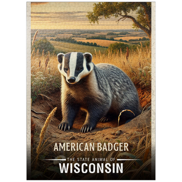 puzzleplate Wisconsin, American Badger: State Animals Series 1000 Jigsaw Puzzle