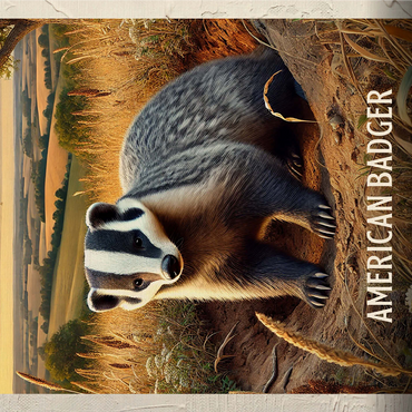 Wisconsin, American Badger: State Animals Series 1000 Jigsaw Puzzle 3D Modell