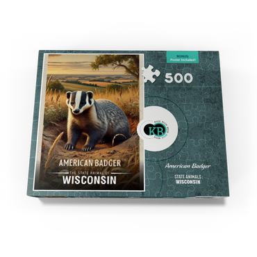 Wisconsin, American Badger: State Animals Series 500 Jigsaw Puzzle box view3
