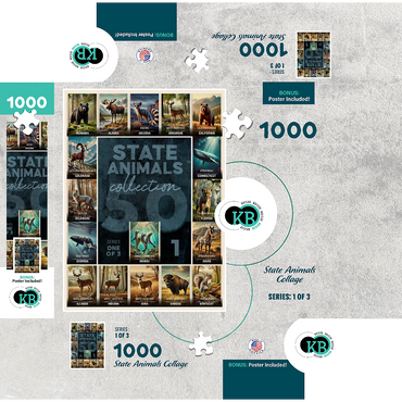 Collage: State Animals Series, Part 1 of 3 1000 Jigsaw Puzzle box 3D Modell