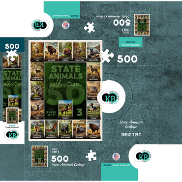 Collage: State Animals Series, Part 3 of 3 500 Jigsaw Puzzle box 3D Modell