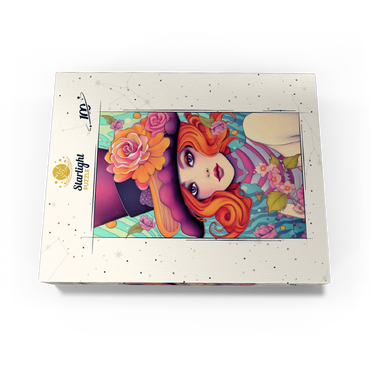 Whimsical Redhead in Floral Top Hat 100 Jigsaw Puzzle box view3