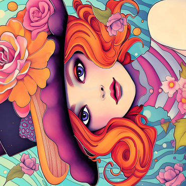 Whimsical Redhead in Floral Top Hat 500 Jigsaw Puzzle 3D Modell