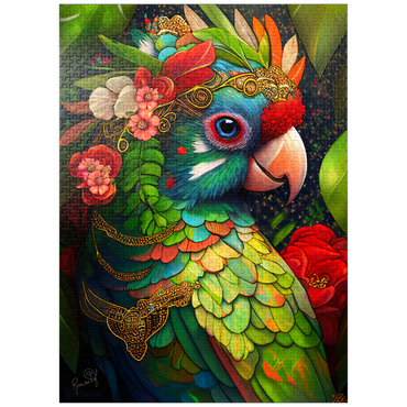 puzzleplate Colorful Tropical Parrot with Floral Crown 1000 Jigsaw Puzzle