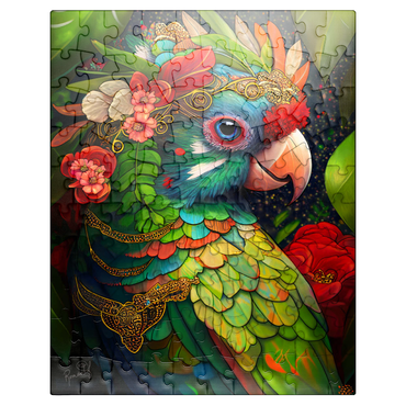 puzzleplate Colorful Tropical Parrot with Floral Crown 100 Jigsaw Puzzle