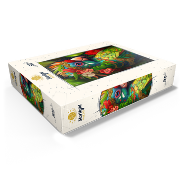 Colorful Tropical Parrot with Floral Crown 500 Jigsaw Puzzle box view1