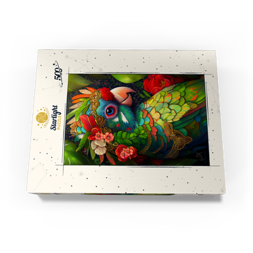Colorful Tropical Parrot with Floral Crown 500 Jigsaw Puzzle box view3
