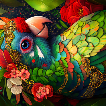 Colorful Tropical Parrot with Floral Crown 500 Jigsaw Puzzle 3D Modell