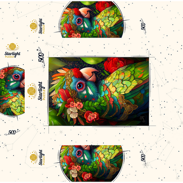 Colorful Tropical Parrot with Floral Crown 500 Jigsaw Puzzle box 3D Modell