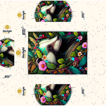 Floral Crowned Badger in Enchanted Forest 1000 Jigsaw Puzzle box 3D Modell