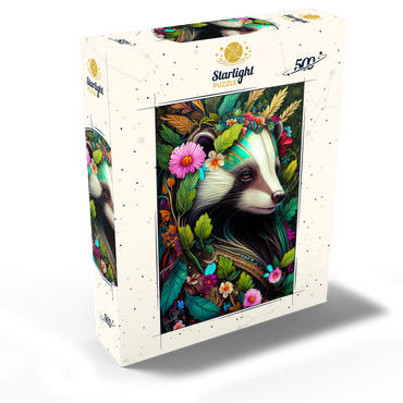 Floral Crowned Badger in Enchanted Forest 500 Jigsaw Puzzle box view2
