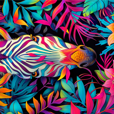 Vibrant Zebra in Tropical Jungle 1000 Jigsaw Puzzle 3D Modell