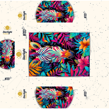 Vibrant Zebra in Tropical Jungle 1000 Jigsaw Puzzle box 3D Modell