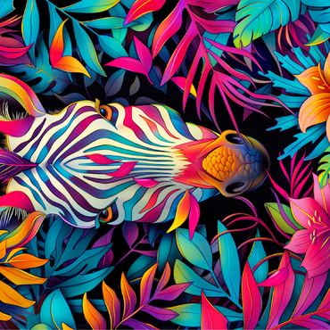 Vibrant Zebra in Tropical Jungle 100 Jigsaw Puzzle 3D Modell