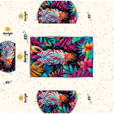 Vibrant Zebra in Tropical Jungle 100 Jigsaw Puzzle box 3D Modell