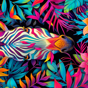 Vibrant Zebra in Tropical Jungle 500 Jigsaw Puzzle 3D Modell