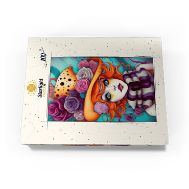 Whimsical Portrait of a Woman with Orange Hair and Floral Hat 100 Jigsaw Puzzle box view3