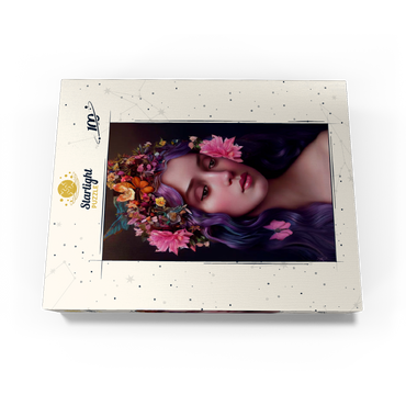 Ethereal Woman with Floral Crown and Violet Hair 100 Jigsaw Puzzle box view3