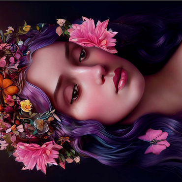 Ethereal Woman with Floral Crown and Violet Hair 500 Jigsaw Puzzle 3D Modell