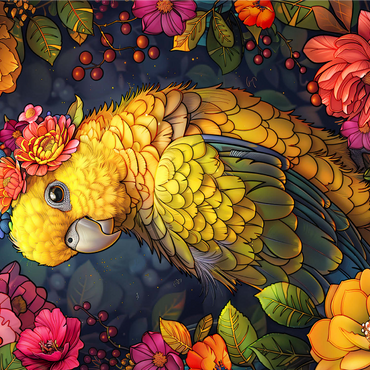 Golden Parrot with Tropical Blooms 1000 Jigsaw Puzzle 3D Modell