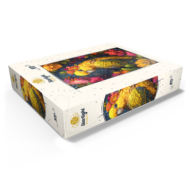 Golden Parrot with Tropical Blooms 100 Jigsaw Puzzle box view1