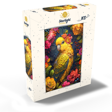 Golden Parrot with Tropical Blooms 100 Jigsaw Puzzle box view2