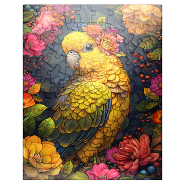 puzzleplate Golden Parrot with Tropical Blooms 100 Jigsaw Puzzle