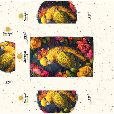 Golden Parrot with Tropical Blooms 100 Jigsaw Puzzle box 3D Modell