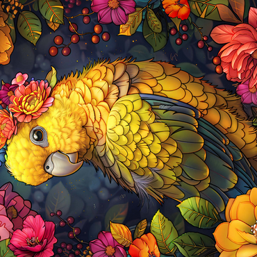 Golden Parrot with Tropical Blooms 500 Jigsaw Puzzle 3D Modell