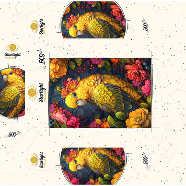 Golden Parrot with Tropical Blooms 500 Jigsaw Puzzle box 3D Modell
