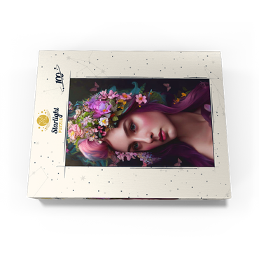 Elegant Woman with Floral Crown and Butterfly Accents 100 Jigsaw Puzzle box view3