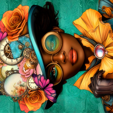 Steampunk Woman with Floral Hat and Gears 100 Jigsaw Puzzle 3D Modell