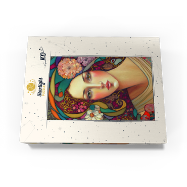 Art Nouveau Woman with Floral and Gold Accents 100 Jigsaw Puzzle box view3
